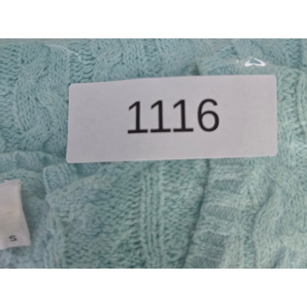 Talbots Sweater Womens Medium Petites Light Blue Cable Knit V-Neck Cotton Blend - Picture 16 of 16